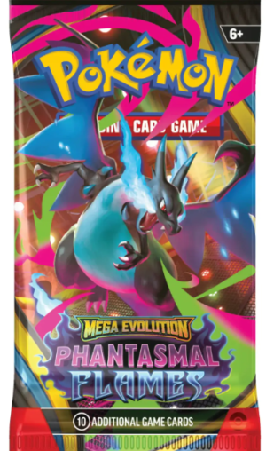 pokémon tcg: mega evolución: llamaradas fantasmales – booster pack español